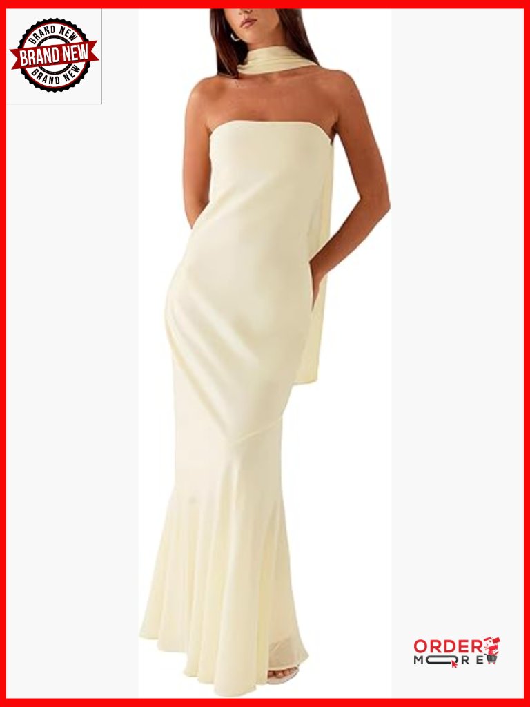 Strapless Floral Maxi Dress With Scarf Tube Dress Wedding Guest Beach